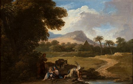 Andrea Locatelli (Roma 1695-1741)  - Riposo durante la fuga in Egitto