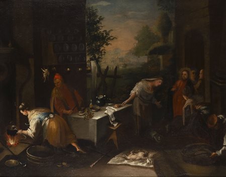 Seguace dei Bassano - Cristo in casa di Maria e Marta