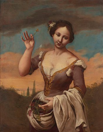 Scuola dell'Italia settentrionale, secolo XVIII - Giovane donna con fiori