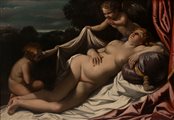Attribuito a Giovanni Lanfranco (Parma, 1582 – Roma, 1647) - Venere dormiente con due amorini