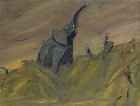 STRADONE GIOVANNI (1911 - 1981) - Caccia all'elefante.