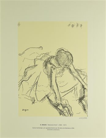 Da Edgar Degas DANSEUSE ASSIS stampa fotolitografica su carta, cm 46x34;...