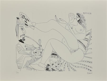 After Pablo Picasso SENZA TITOLO litografia offset su carta Arches, cm 50x70;...