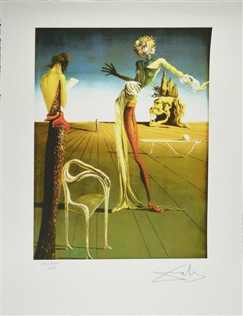 Da Salvador Dali' DONNA CON TESTA DI ROSE stampa tipografica su carta cotone,...