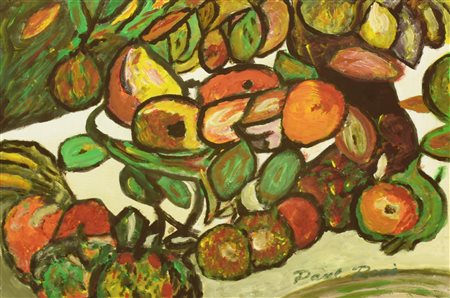 Paul Rene' NATURA MORTA olio su tela applicata su cartone, cm 25x35 firma