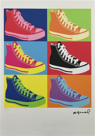 D'apres Andy Warhol CONVERSE ALL STAR fotolitografia su carta Arches, cm...