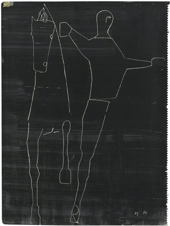 MARINO MARINI 1901 - 1980 CAVALLO E CAVALIERE signed with monograms, graffito...