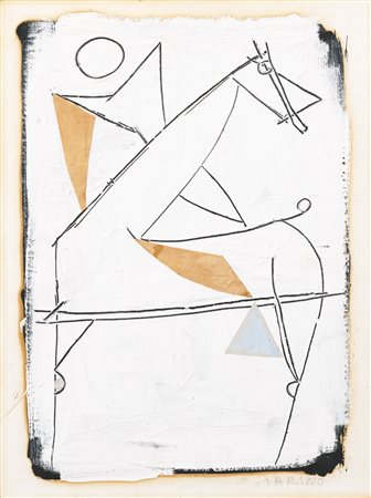 MARINO MARINI 1901 - 1980 CAVALLO E CAVALIERE signed, oil and collage on...