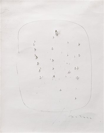 LUCIO FONTANA 1899 - 1968 CONCETTO SPAZIALE signed, ballpoint pen, holes,...