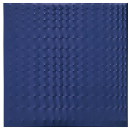 ENRICO CASTELLANI N. 1930 SUPERFICIE BLU signed, titled and dated 1981 on the...