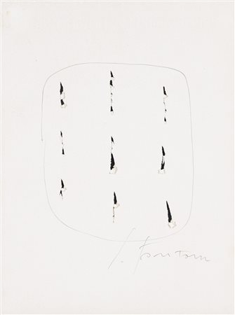 LUCIO FONTANA 1899 - 1968 CONCETTO SPAZIALE signed, tears and ink on paper....