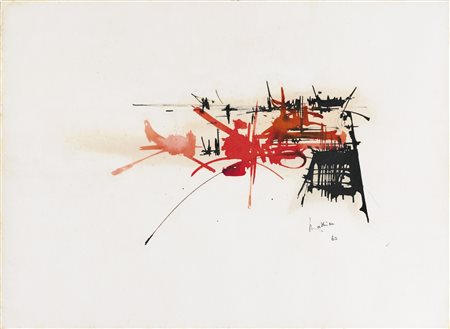 GEORGES MATHIEU 1921 - 2012 COMPOSITION signed and dated 62, colored ink on...
