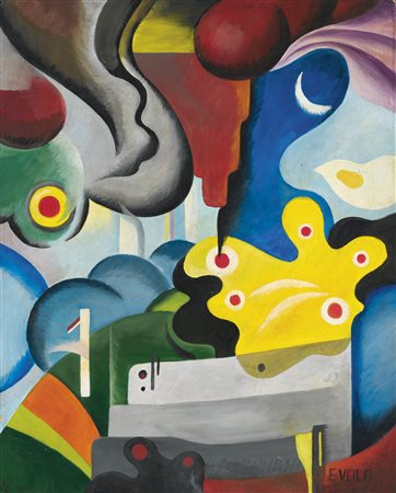 GIULIO EVOLA 1898 - 1974 SENZA TITOLO signed, oil on cardboard. Executed...