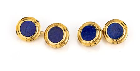 Coppia di gemelli in oro e lapislazzuli