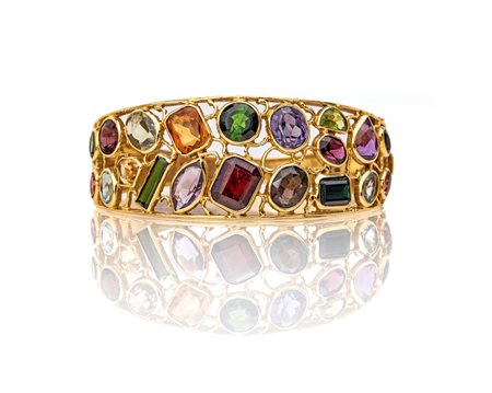 Bracciale rigido in oro e pietre