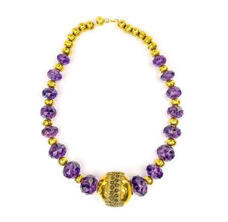 Grande collana in oro e ametiste