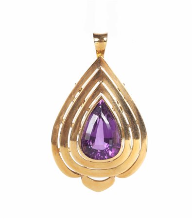 Pendente in oro giallo e ametista