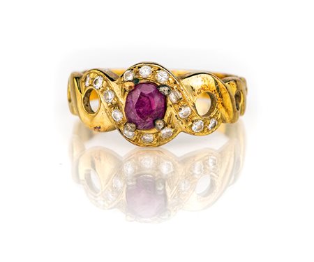 Anello in oro rubino e diamanti