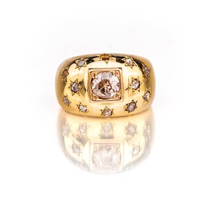 Anello a fascia oro e diamanti