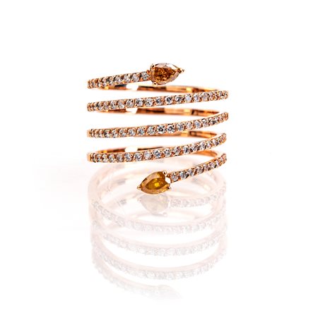 Anello a serpente in oro e brillanti