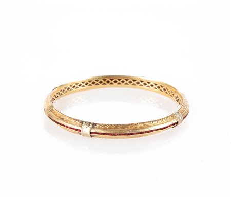 Bracciale rigido in oro e rubini