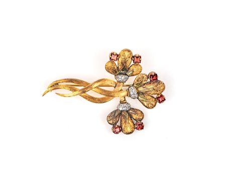 Cazzaniga, spilla in oro diamanti e granati