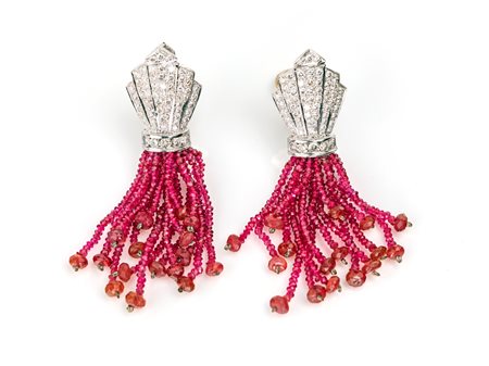 Orecchini in oro, brillanti e spinelli