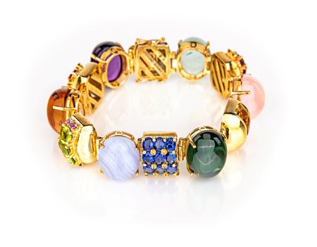 Bracciale in oro giallo e pietre