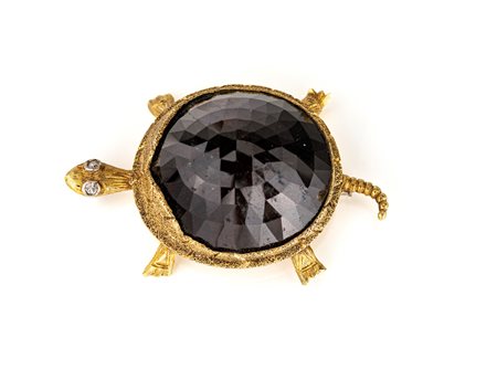 Giansanti spilla a tartaruga in oro e granato e brillanti