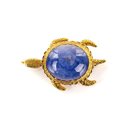 Spilla animalier in oro e zaffiro