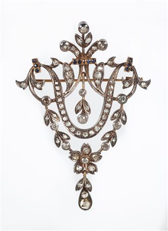 Spilla antica in oro e argento