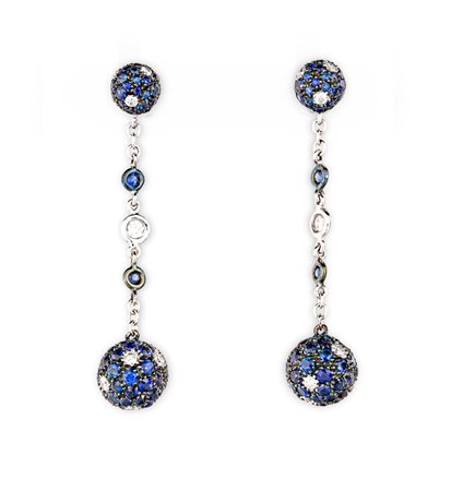 Orecchini in oro brillanti e zaffiri