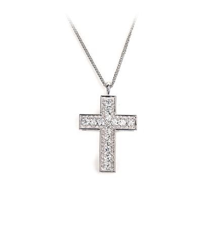 Pendente a croce in ro e brillanti