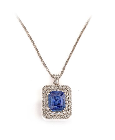 Pendente in oro brillanti e zaffiro