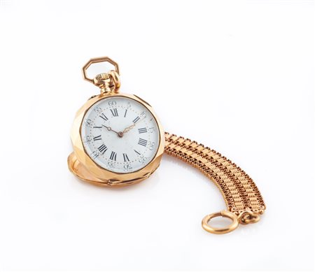 Oudin, orologio monachina con chatlain in oro