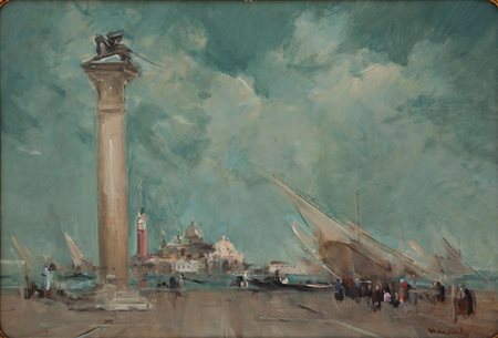 Angiolo Alebardi Seriate (BG) 1883 - Bergamo 1969 La colonna di San Marco a Venezia