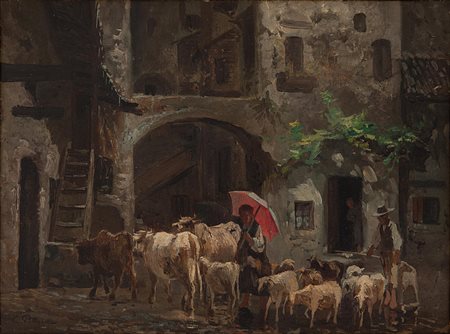 Carlo Pittara Torino 1835 - Rivara (TO) 1890 Il rientro nella stalla