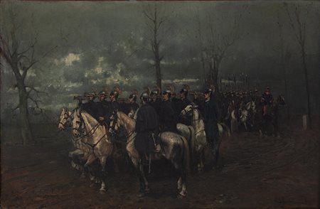 Carlo Adolfo Barone Napoli 1861 - 1937 La partida del regimiento,1887