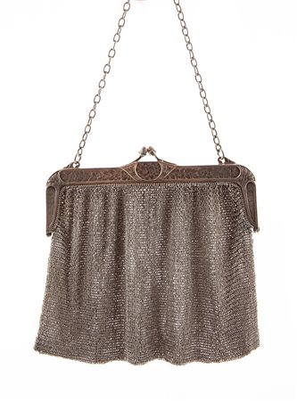 Borsa chatelaine d'argento d'epoca Liberty, Germania, argentiere Geschutzt