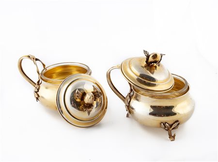 Coppia di formaggere in argento dorato, Faraone Milano, Anni Cinquanta