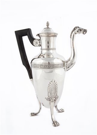 Caffettiera in argento 950/1000, Parigi 1809 - 1819, argentiere Jean Pierre Bibron
