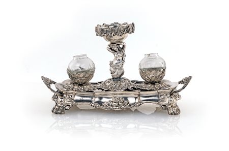 Calamaio in argento con figura di sirena, austro-ungarico 1830 ca.