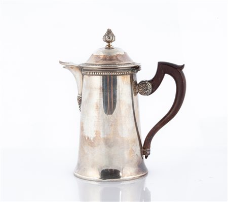 Caffettiera in argento con manico in legno, Moutot Paris