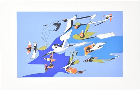 Gianni Dova (1925 - 1991) SENZA TITOLO litografia, cm 48,5x69; es. 25/100...