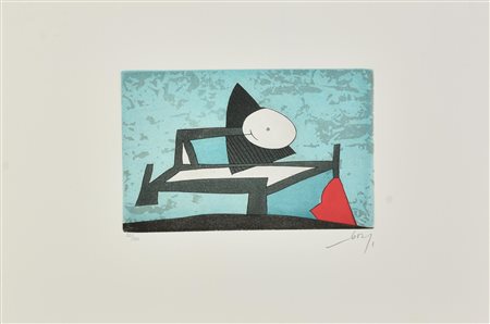 Gianni Dova (1925 - 1991) L'INTEGRAZIONE acquaforte-acquatinta, cm 17x25,2,...