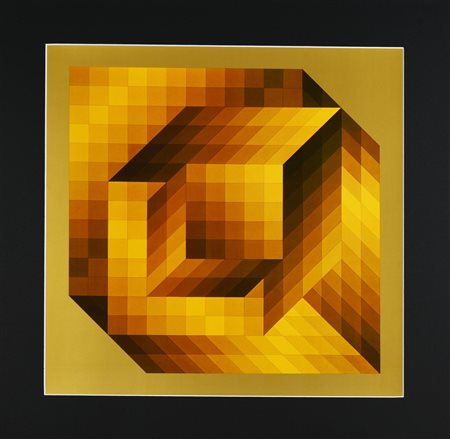 Victor Vasarely (1908 - 1997) AXO-44 heliogravure su cartoncino, cm 41x41...