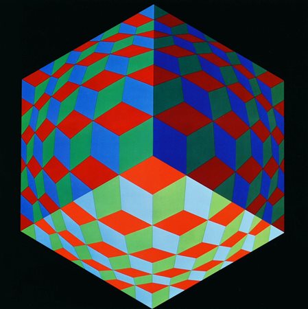 Victor Vasarely (1908 - 1997) HAT-VI heliogravure su cartoncino, cm 41x41...
