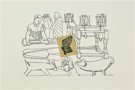 Concetto Pozzati (1935 - 2017) LA CIMATURA acquaforte-puntasecca con...