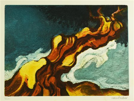 Domenico Cantatore SENZA TITOLO acquaforte-acquatinta, cm 29x38, su foglio...