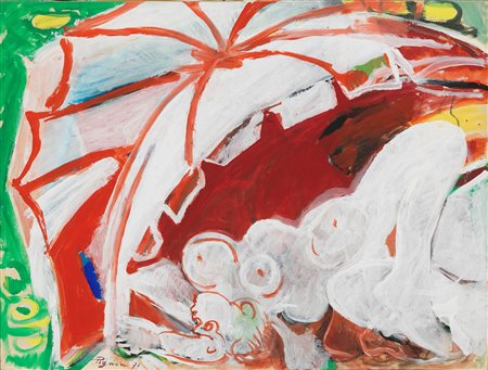 Edouard Pignon, Nu blanc au parasol blanc, 1971